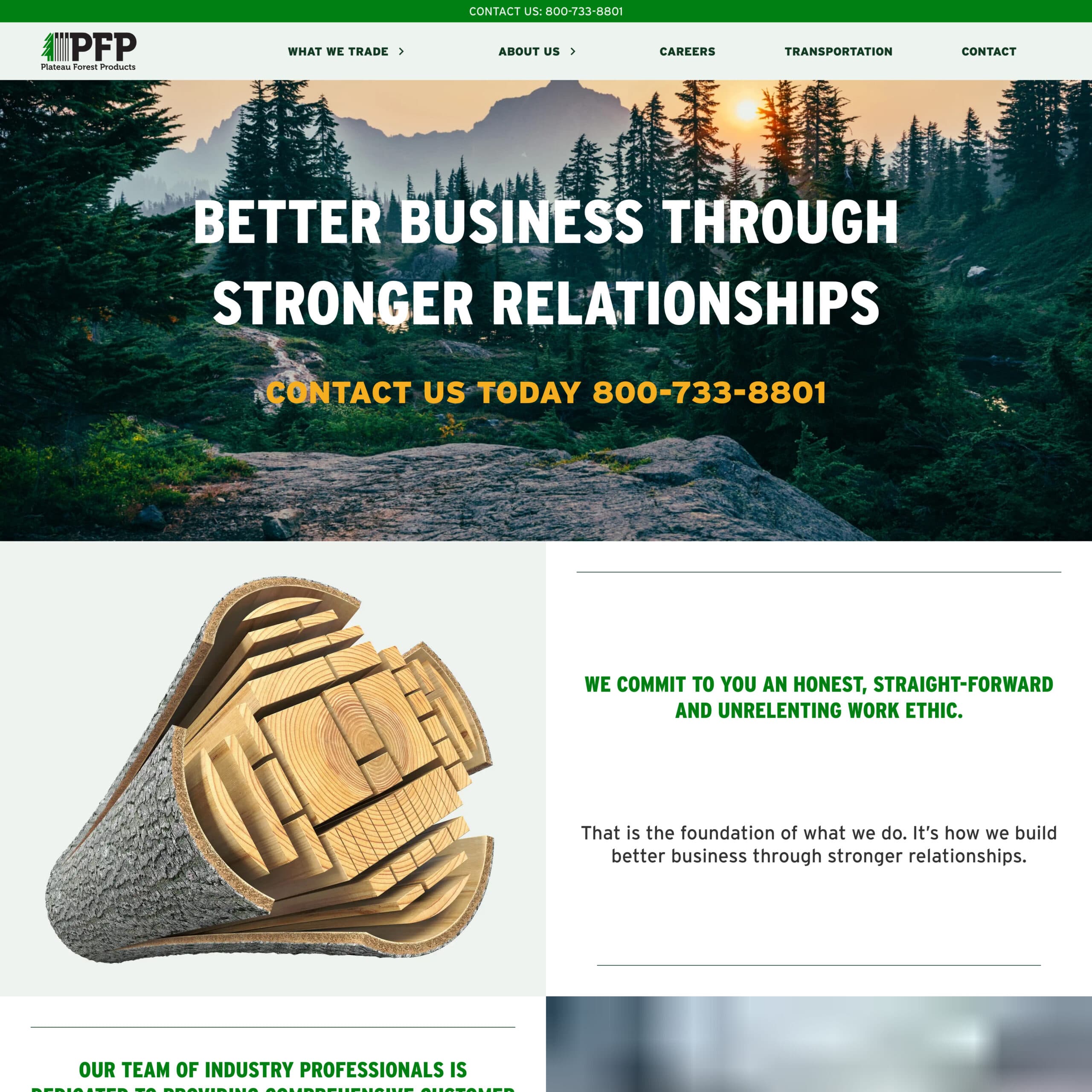 Plateau Forest Products website