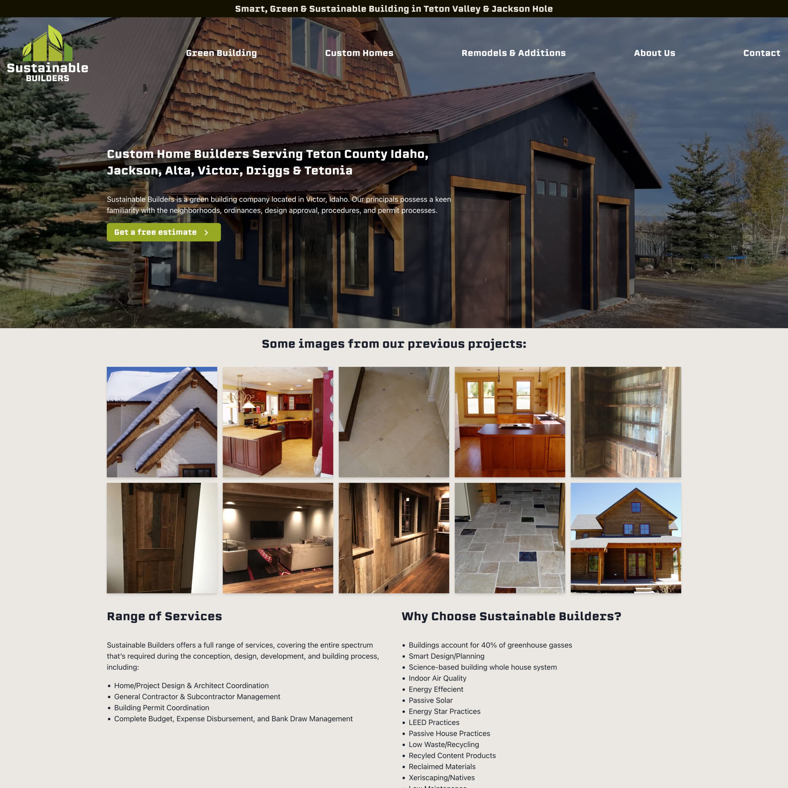 Sustainable Builders website